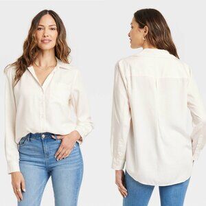 XL - Womens Long Sleeve Button-Down Shirt - Knox Rose - Ivory